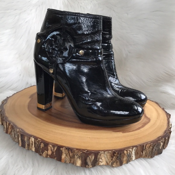 Tory Burch patent leather inside zip heeled boots - Picture 5 of 9